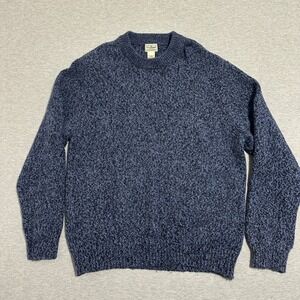 L.L Bean Marl 100% Lambswool Crewneck Sweater Regular Fit Blue Mens Size XL